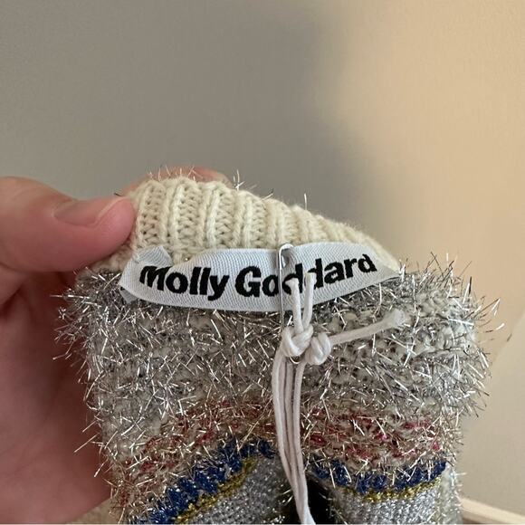 NWT Molly Goddard Silver Gold Metallic Knit Short Sleeve Sweater Top Medium - Picture 16 of 16